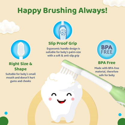 Toothbrush Set 6M to 36M Blue &amp; Green Pack of 2