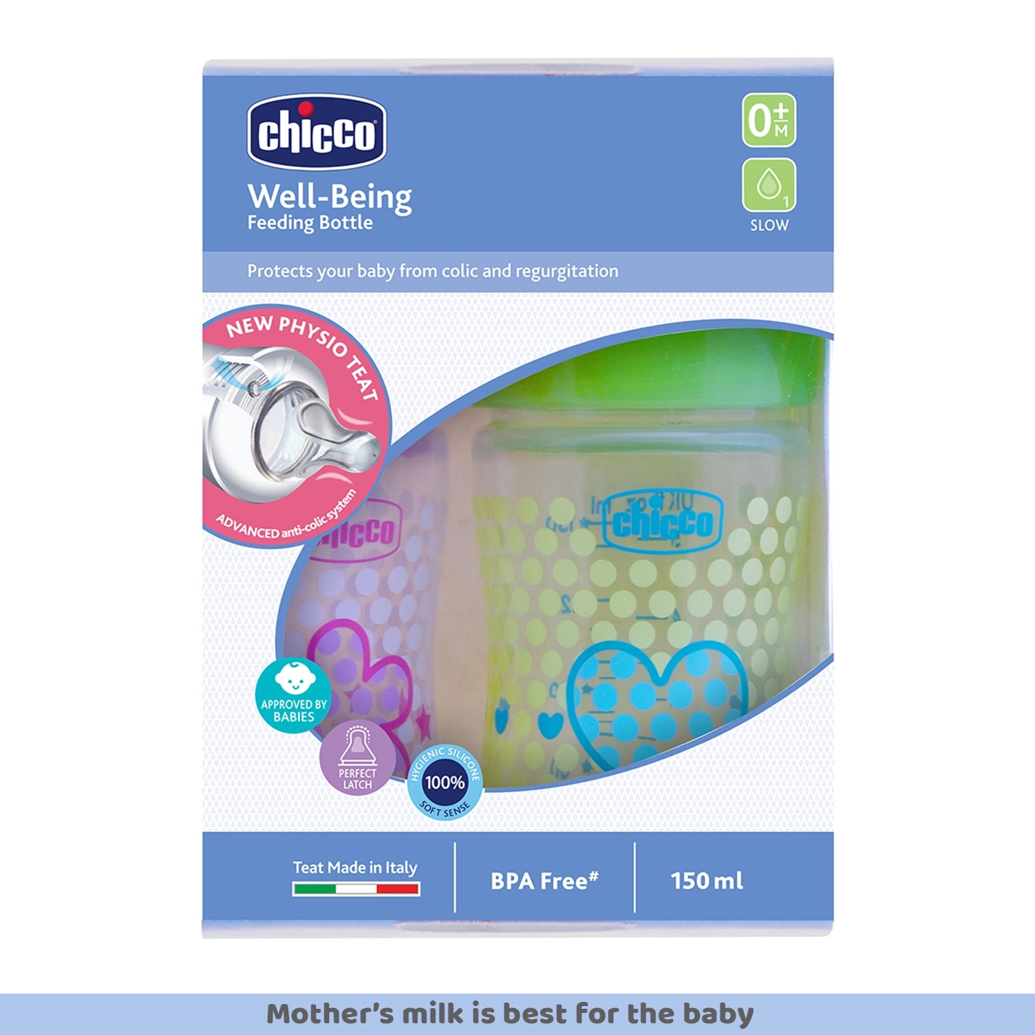 Well Being Bipack Slow Flow Bottle 150ml 0M+ Pink &amp; Green