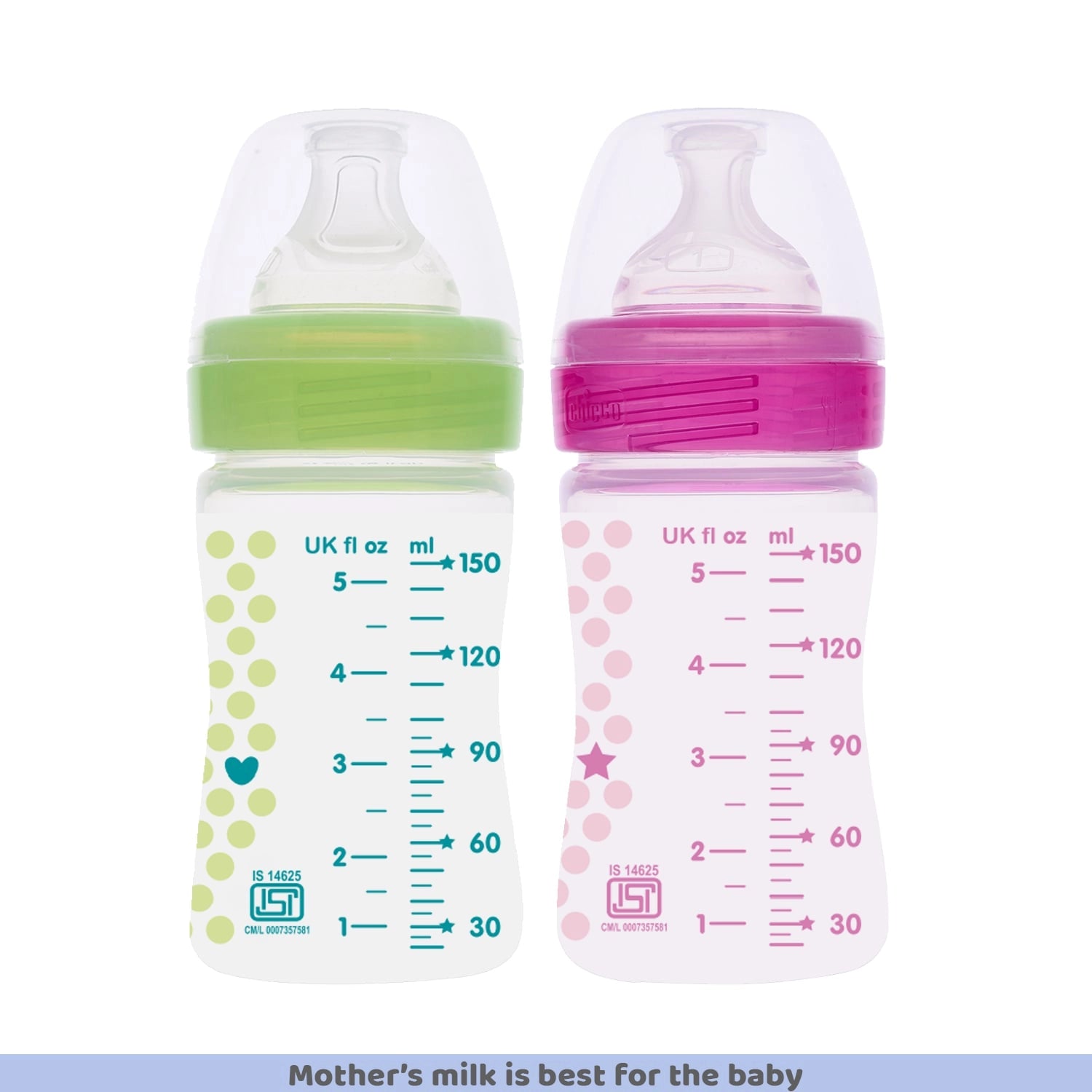 Well Being Bipack Slow Flow Bottle 150ml 0M+ Pink &amp; Green