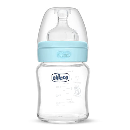 Well Being Glass Feeding Bottle 120ml Blue Slow Flow 0M+