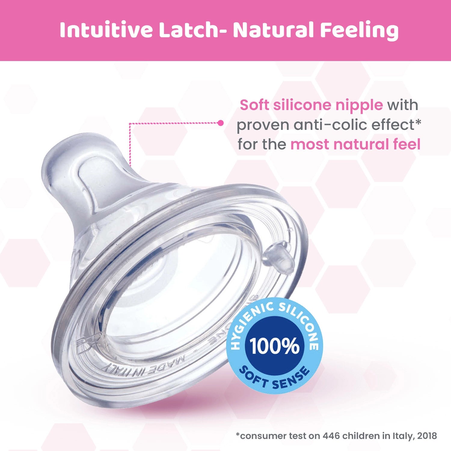 Well Being Glass Feeding Bottle 120ml  Pink Slow Flow 0M+