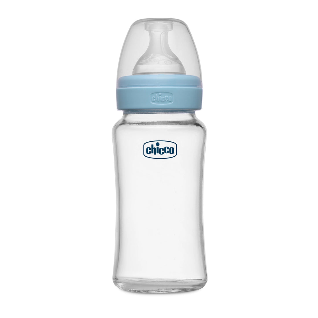 Well Being Glass Feeding Bottle 240ml  Blue Medium Flow 2M+