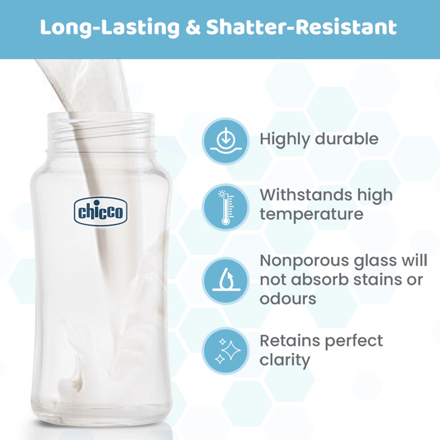 Well Being Glass Feeding Bottle 240ml  Blue Medium Flow 2M+