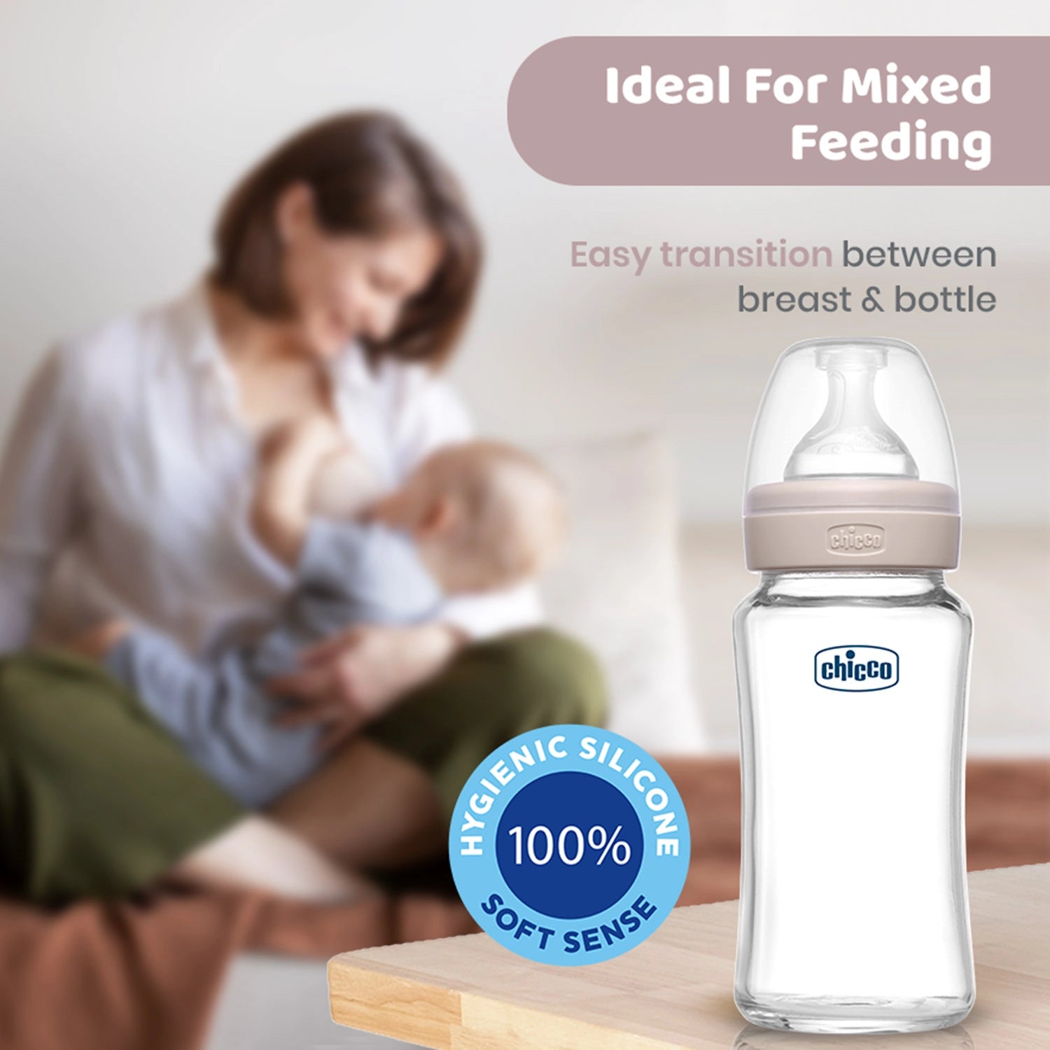 Well Being Glass Feeding Bottle 240ml Neutral Medium Flow 2M+