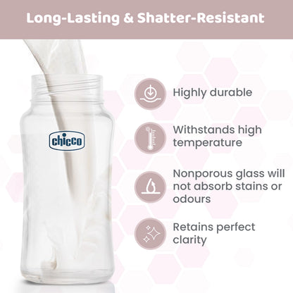 Well Being Glass Feeding Bottle 240ml Neutral Medium Flow 2M+