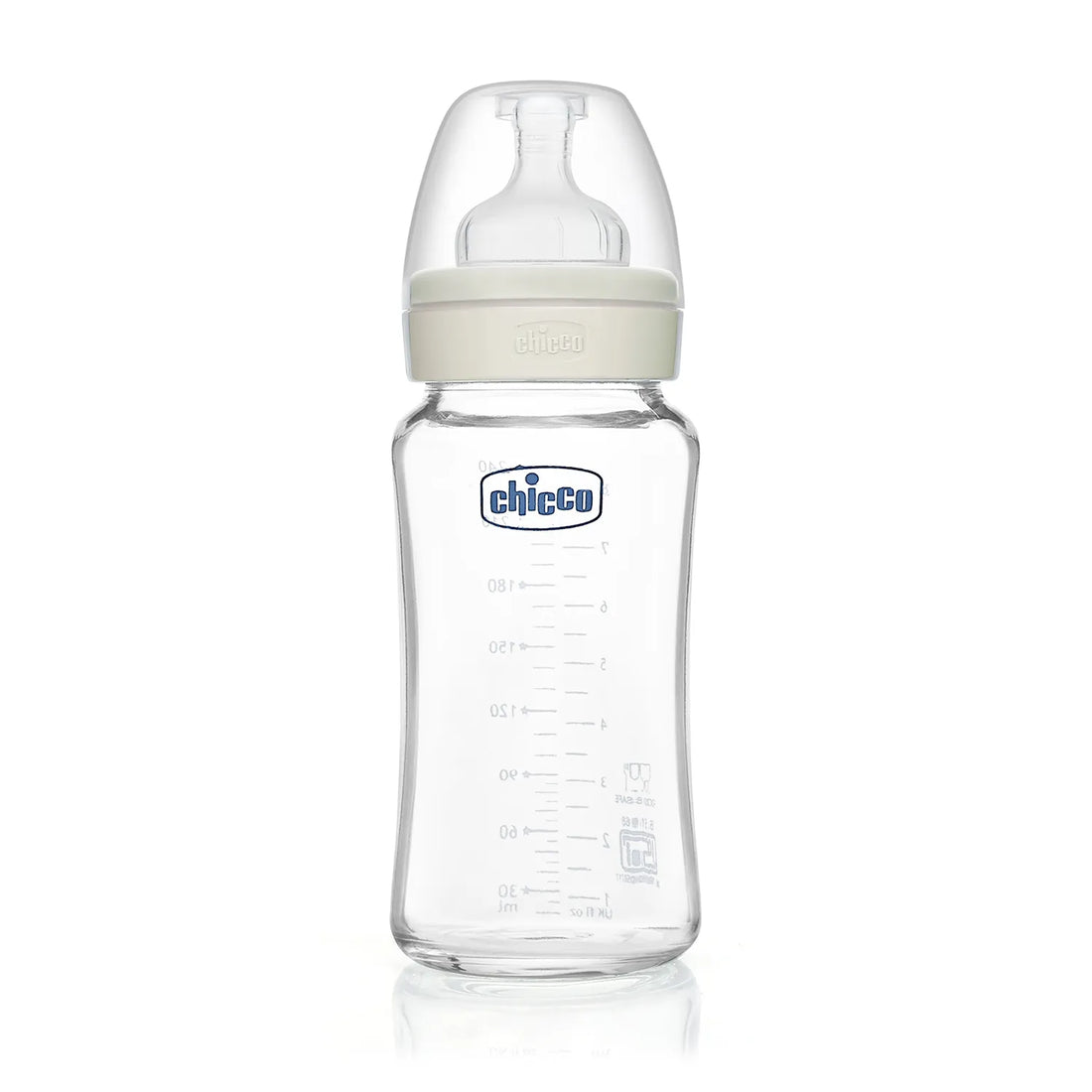 Well Being Glass Feeding Bottle 240ml Neutral Medium Flow 3M+