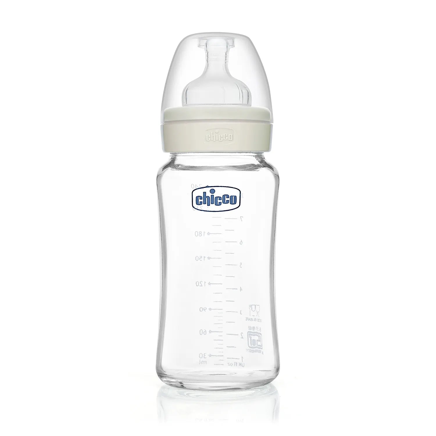 Well Being Glass Feeding Bottle 240ml Neutral Medium Flow 3M+