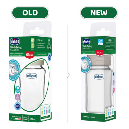 Well Being Glass Feeding Bottle 240ml Neutral Medium Flow 3M+