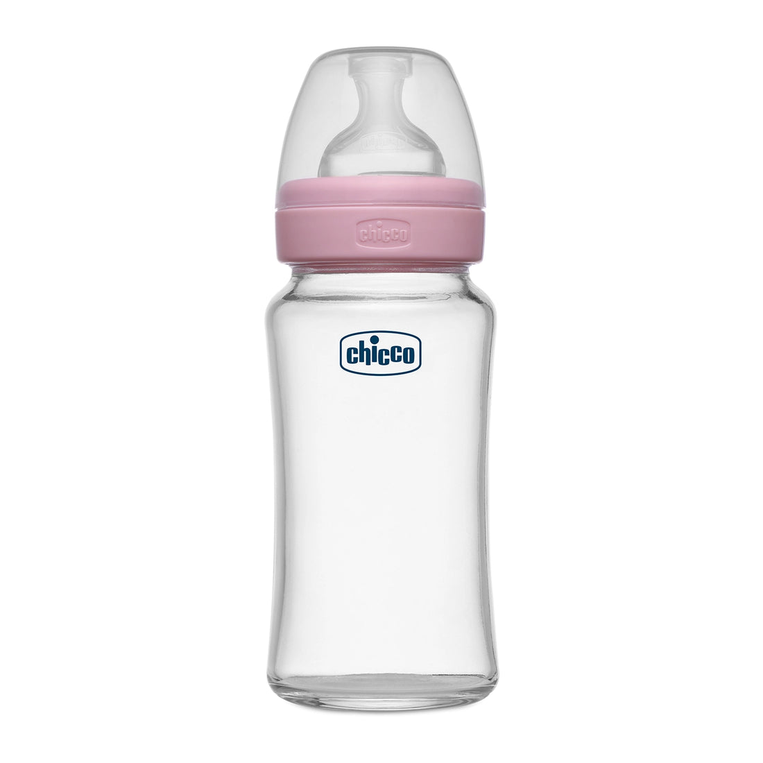 Well Being Glass Feeding Bottle 240ml  Pink Medium Flow 2M+
