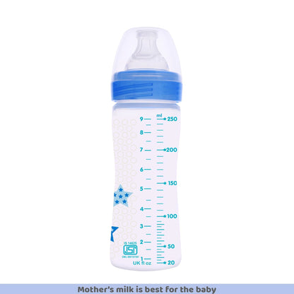 Well Being Medium Flow Baby Bottle 250ml 2M+ Blue