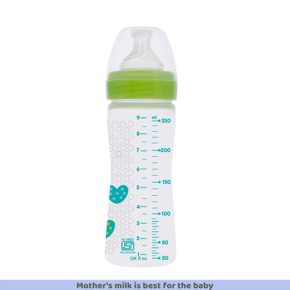 Well Being Medium Flow Baby Bottle 250ml  2M+ Green