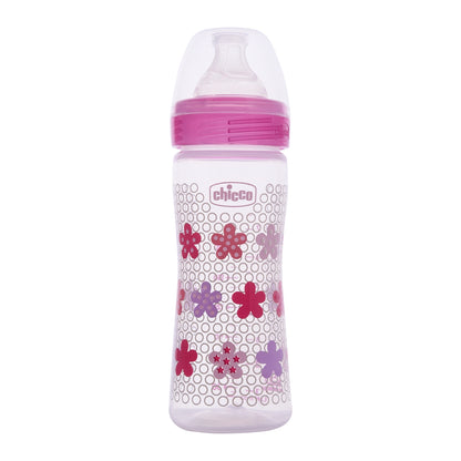 Well Being Medium Flow Baby Bottle 250ml 2M+ Pink
