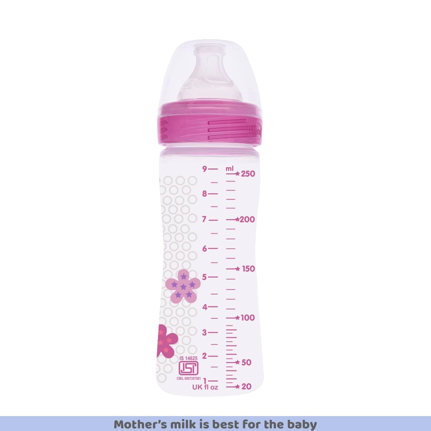 Well Being Medium Flow Baby Bottle 250ml 2M+ Pink