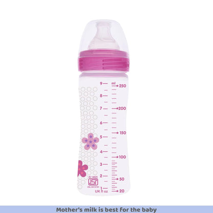 Well Being Medium Flow Baby Bottle 250ml 2M+ Pink