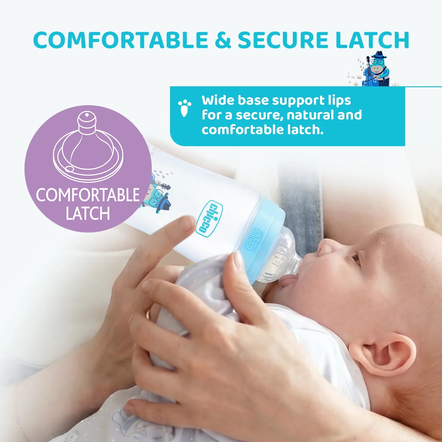 Well Being PP Fast Flow Feeding Bottle Jungle Music 330ml 6M+ Blue