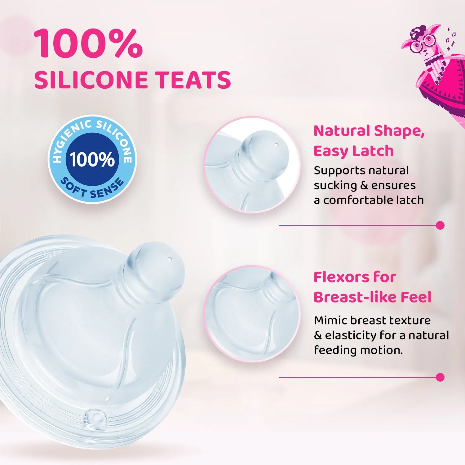 Well Being PP Fast Flow Feeding Bottle Jungle Music 330ml 6M+ Pink