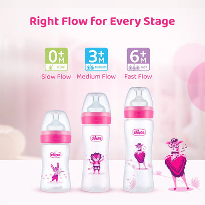 Well Being PP Fast Flow Feeding Bottle Jungle Music 330ml 6M+ Pink