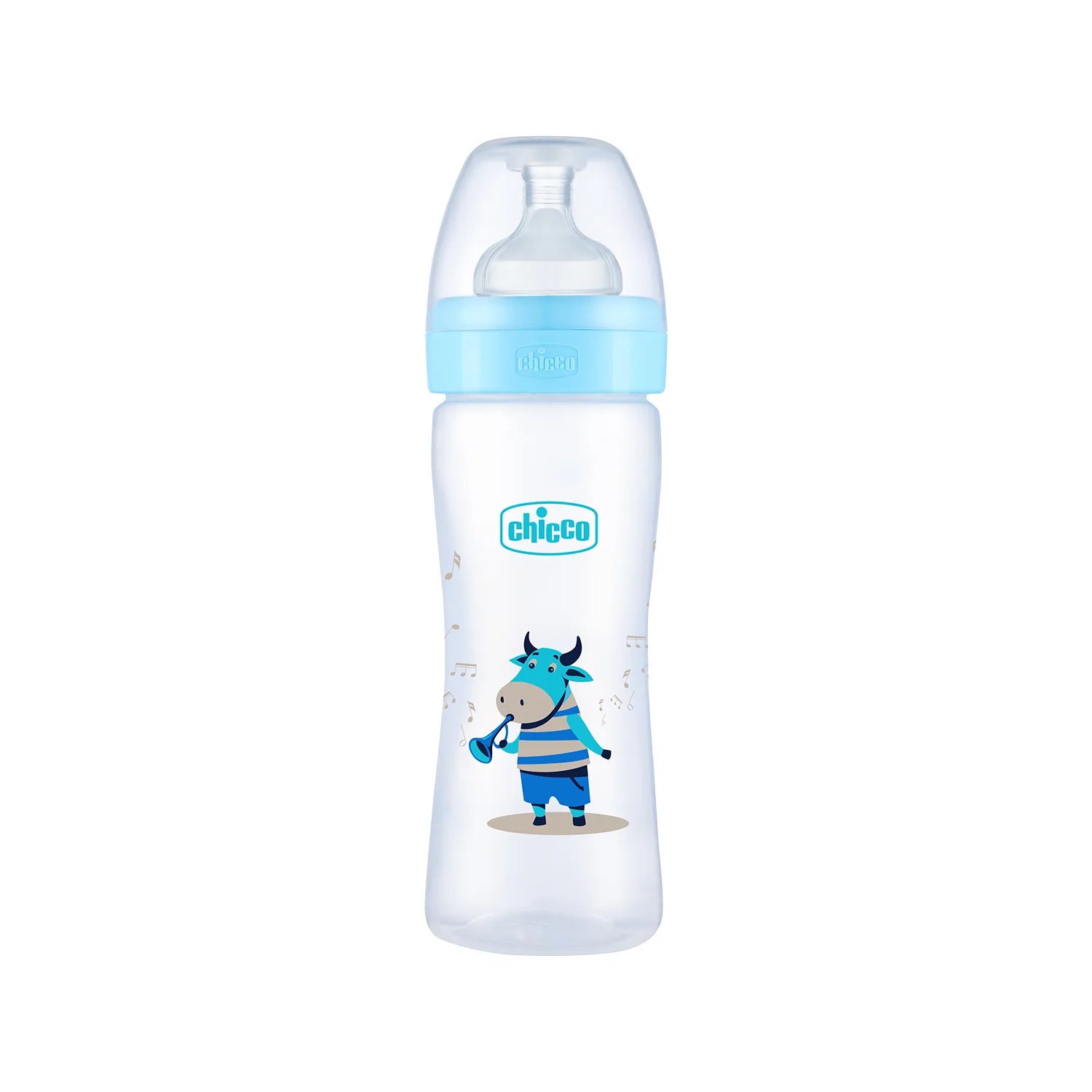 Well Being PP Medium Flow Feeding Bottle Jungle Music 250ml 3M+ Blue
