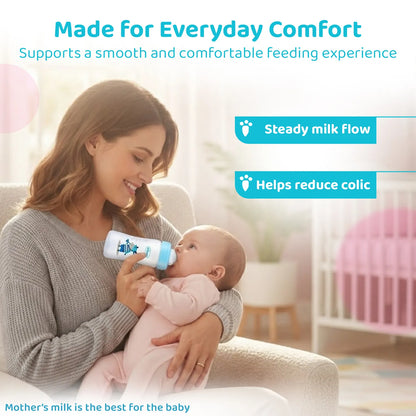 Well Being PP Medium Flow Feeding Bottle Jungle Music 250ml 3M+ Blue