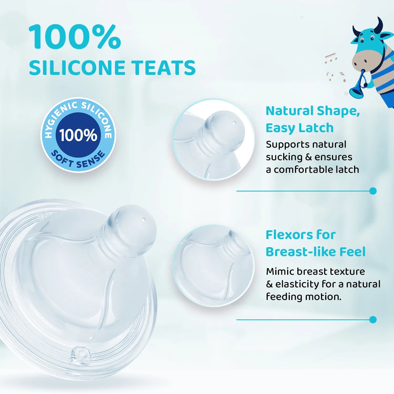 Well Being PP Medium Flow Feeding Bottle Jungle Music 250ml 3M+ Blue