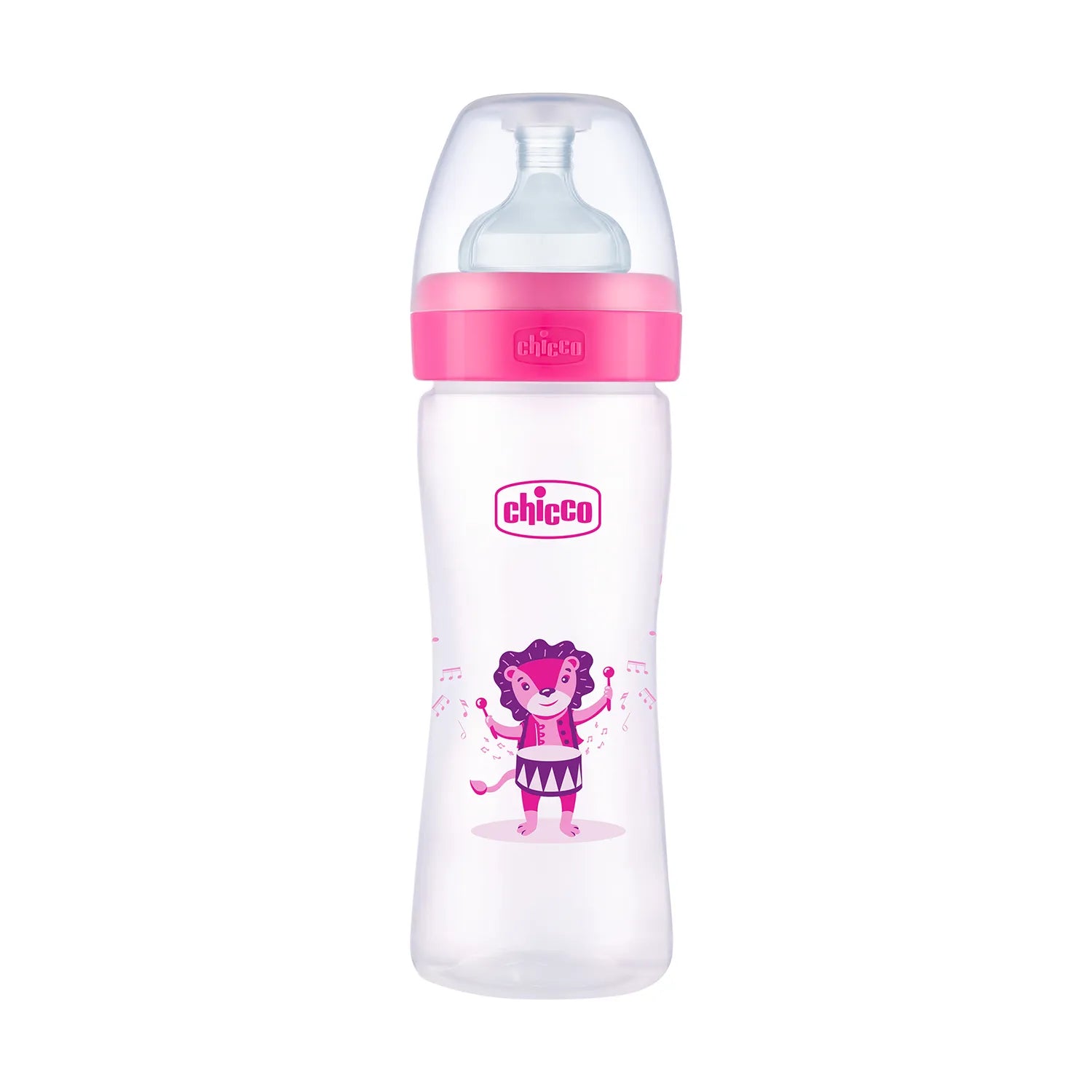 Well Being PP Medium Flow Feeding Bottle Jungle Music 250ml 3M+ Pink