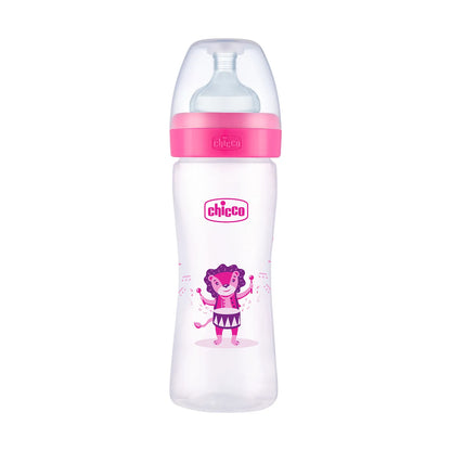 Well Being PP Medium Flow Feeding Bottle Jungle Music 250ml 3M+ Pink