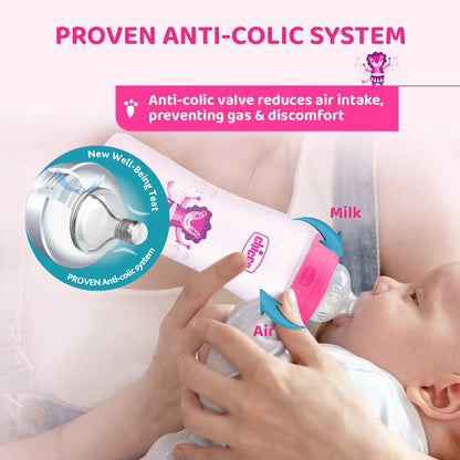 Well Being PP Medium Flow Feeding Bottle Jungle Music 250ml 3M+ Pink