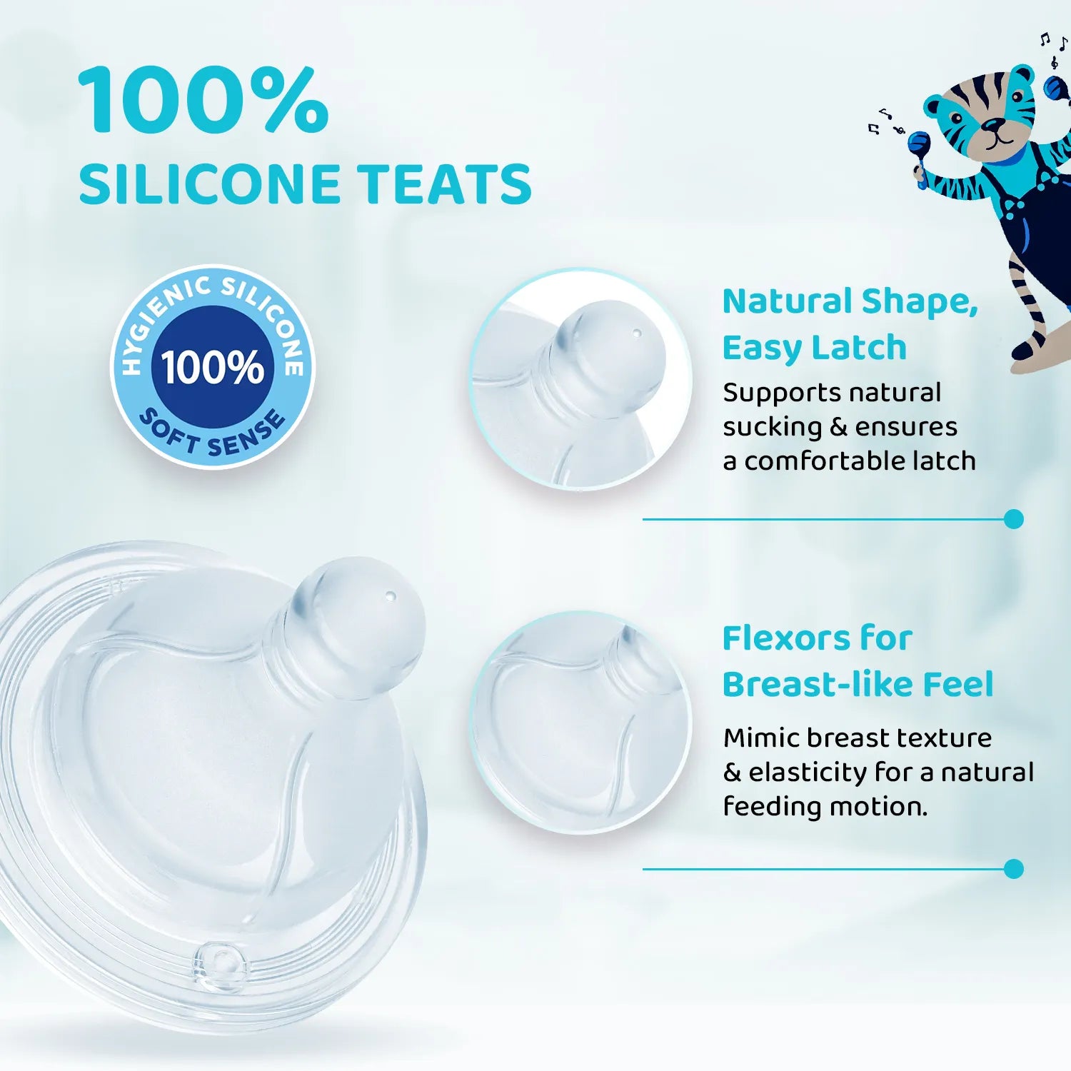 Well Being PP Slow Flow Feeding Bottle Jungle Music 150ml 0M+ Blue