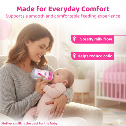 Well Being PP Slow Flow Feeding Bottle Jungle Music 150ml 0M+ Pink