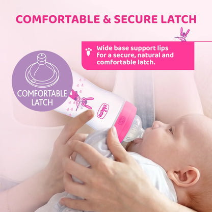 Well Being PP Slow Flow Feeding Bottle Jungle Music 150ml 0M+ Pink
