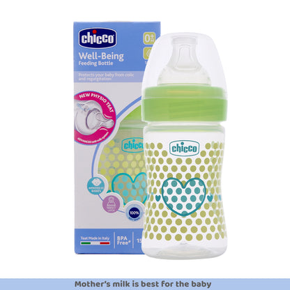 Well Being Slow Flow Baby Bottle 150ml 0M+ Green