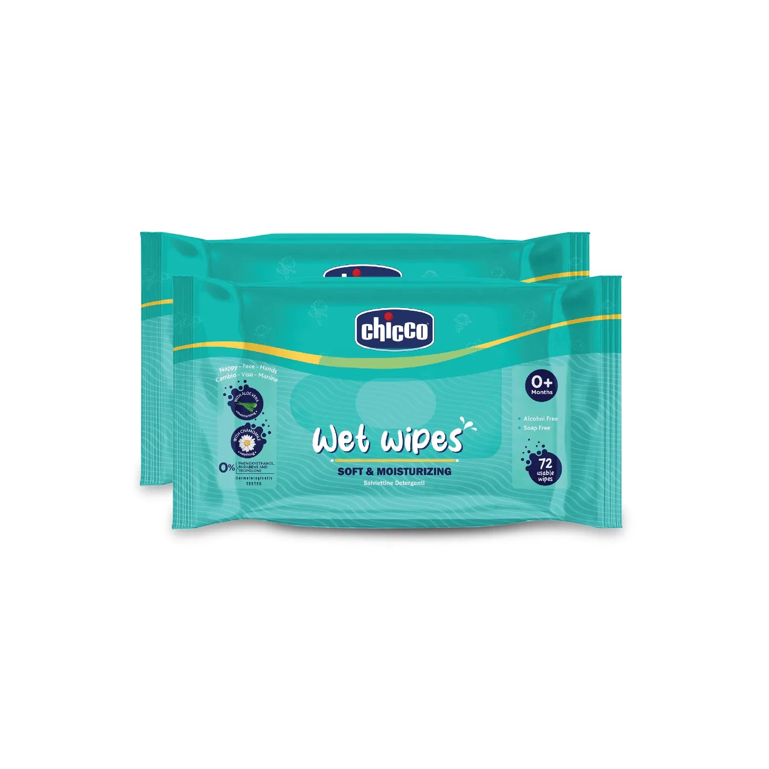 Chicco Wet Wipes Sticker Pack 2x72Pcs 144 Total - Duo Portable – Chicco ...
