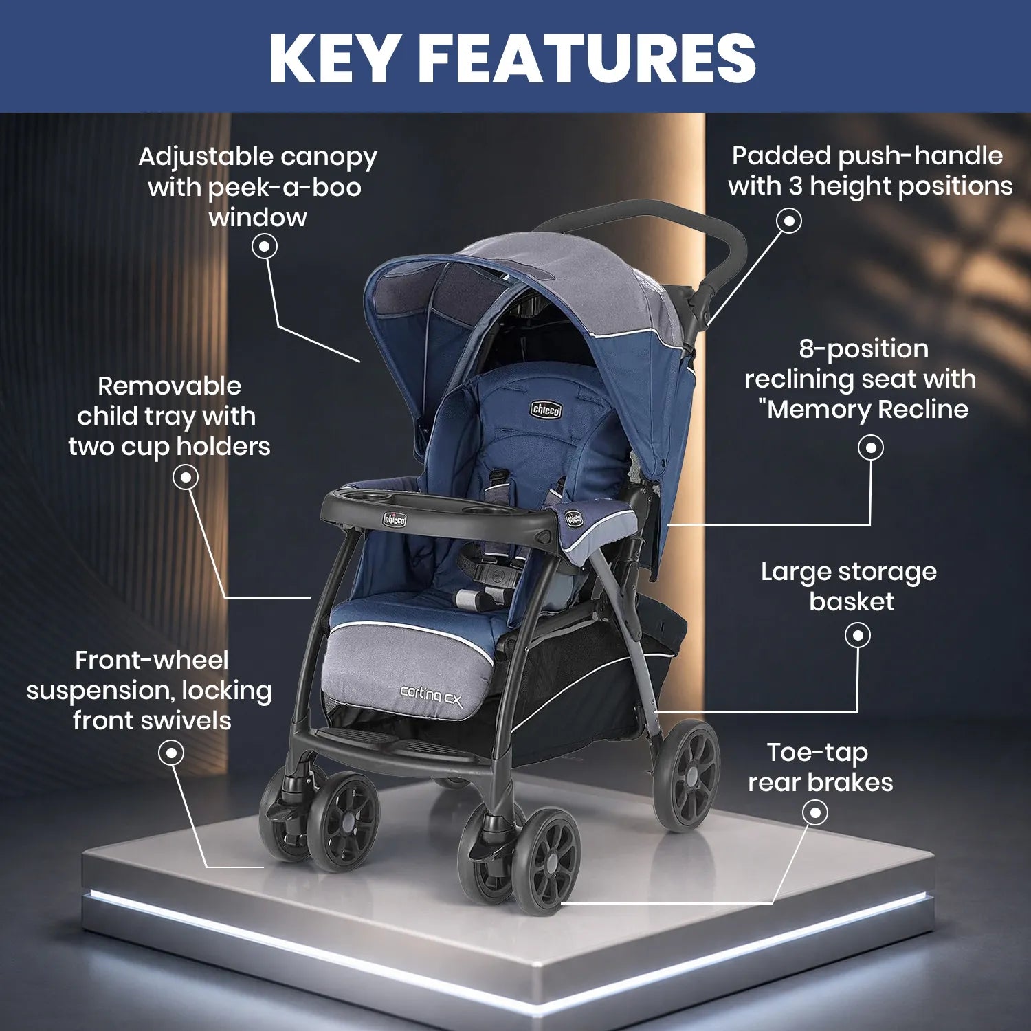 Cortina Cx Baltic Blue Stroller