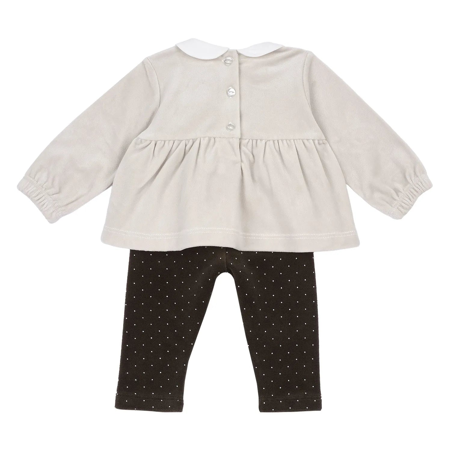 Girls Beige &amp; Brown Embellished Sweatshirt with Leggings