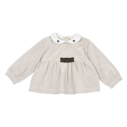 Girls Beige &amp; Brown Embellished Sweatshirt with Leggings