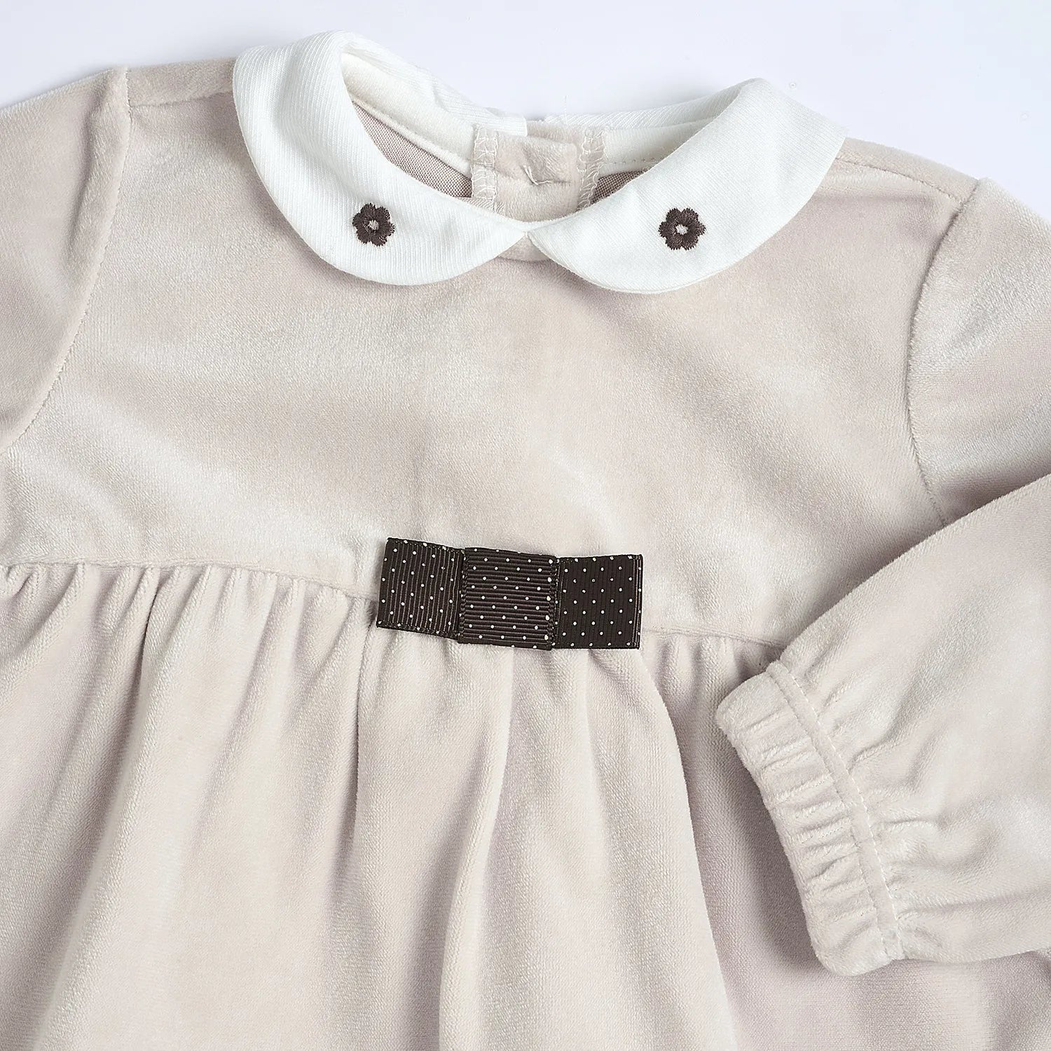 Girls Beige &amp; Brown Embellished Sweatshirt with Leggings