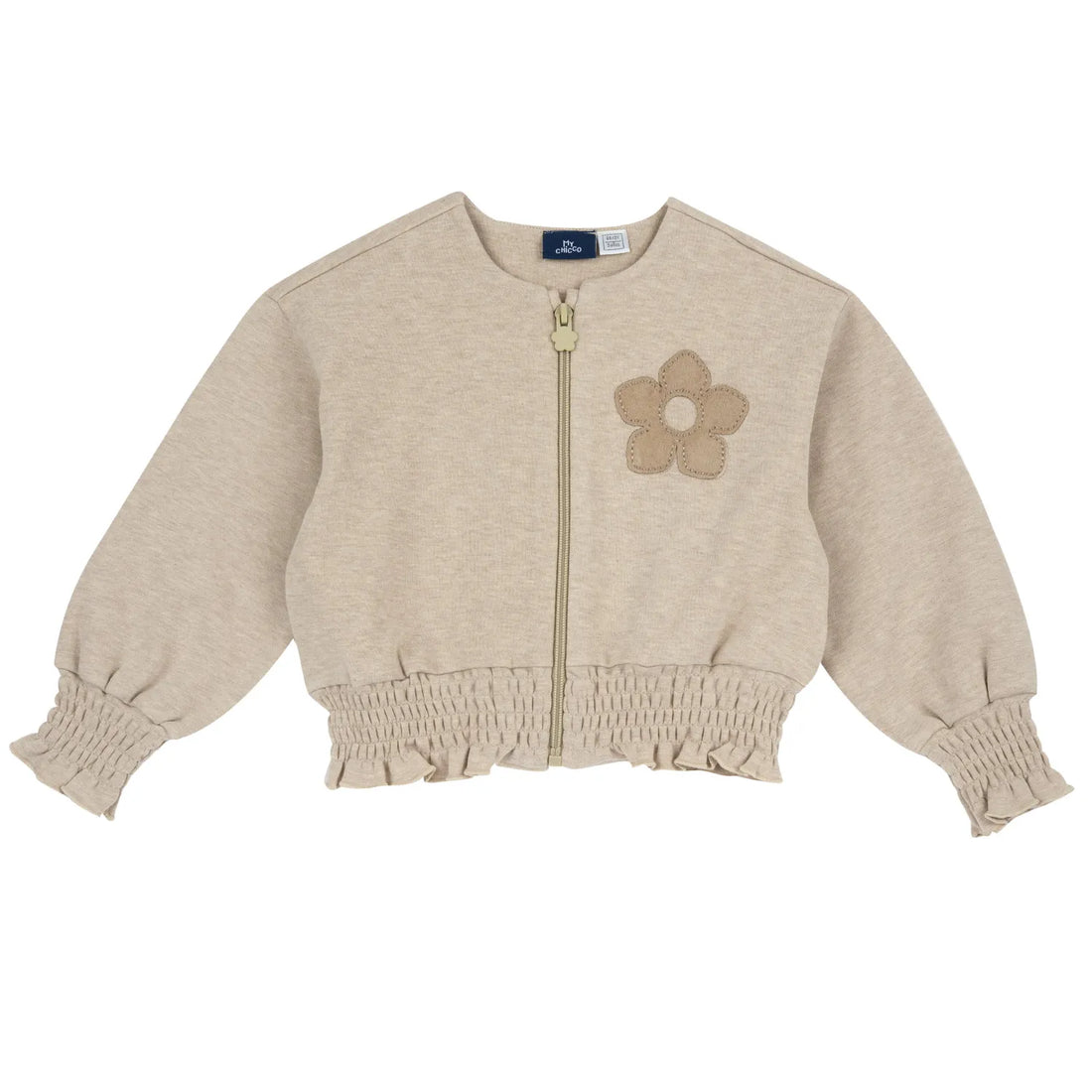 Girls Beige Applique Cardigan