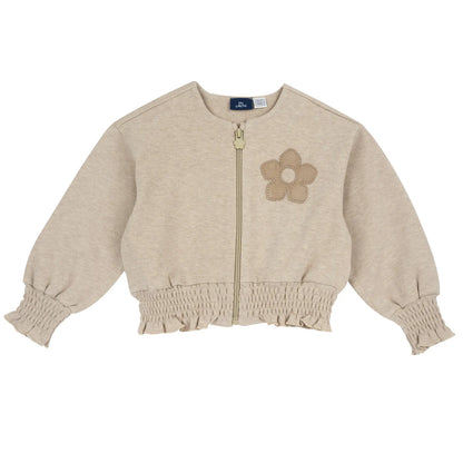 Girls Beige Applique Cardigan