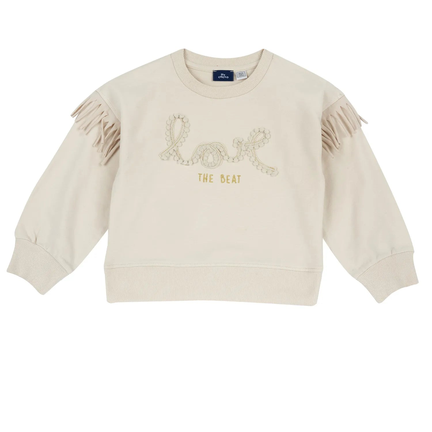 Girls Beige Embroidered Terry Sweatshirt