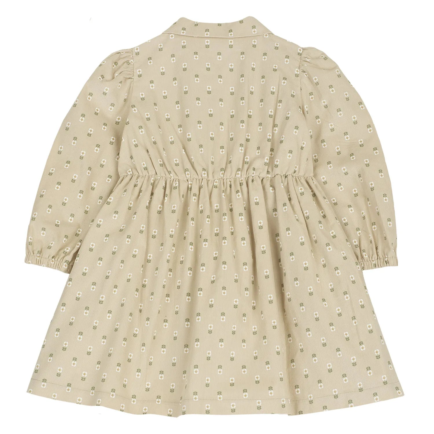 Girls Beige Floral Printed A-Line Dress