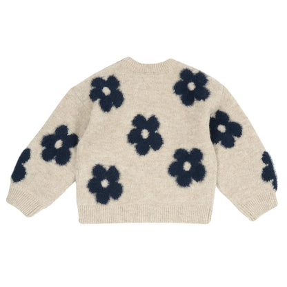 Girls Beige Floral Printed Pullover