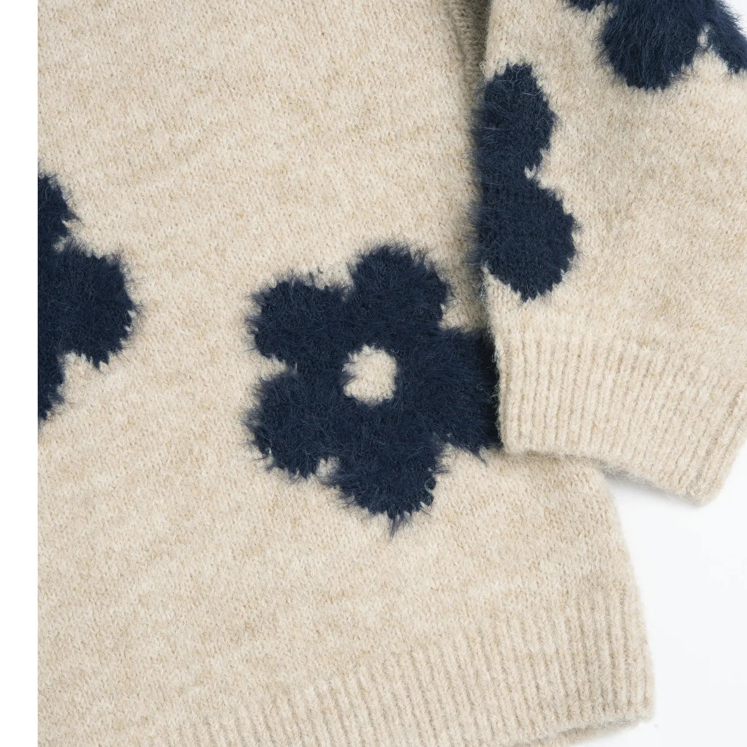 Girls Beige Floral Printed Pullover