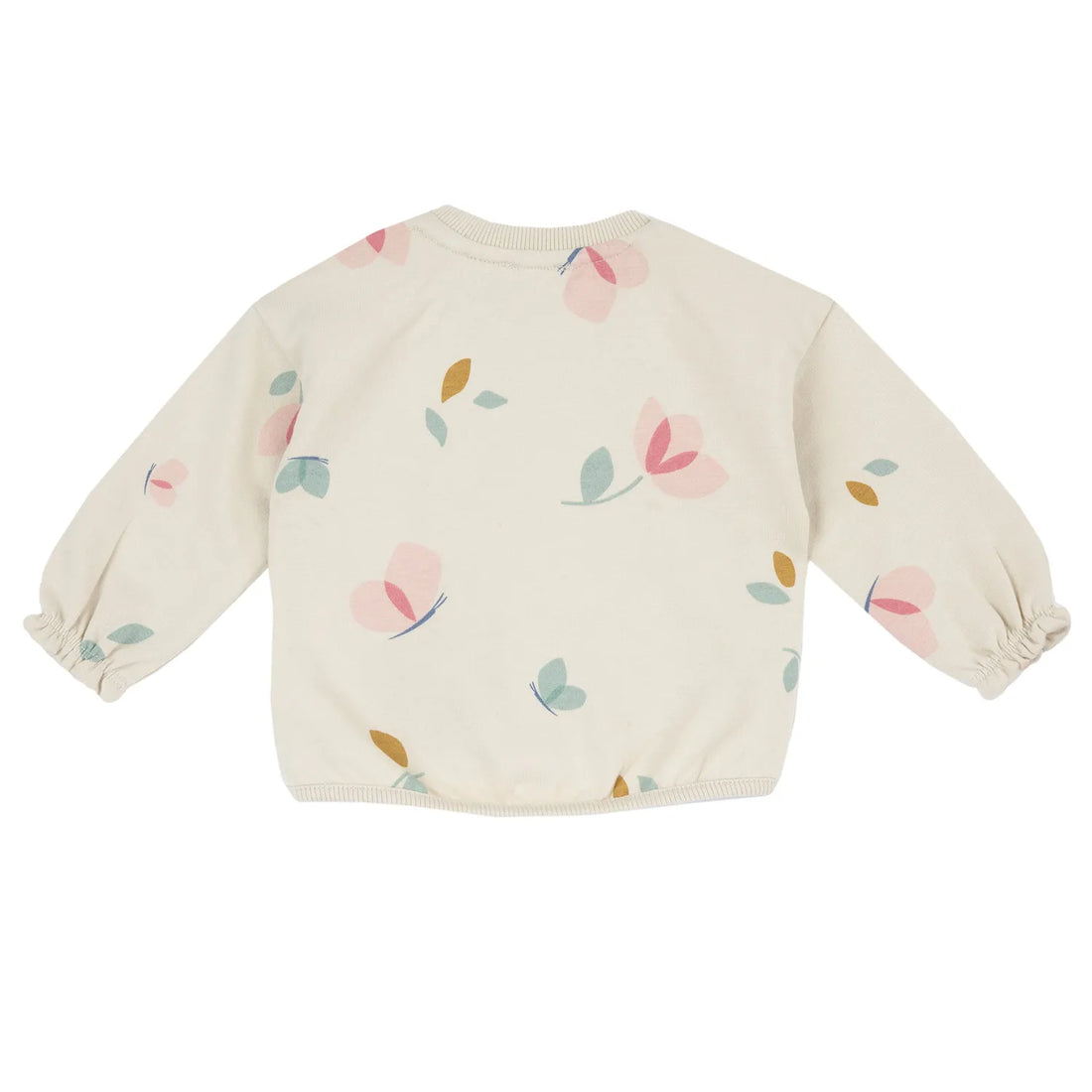 Girls Beige Floral Printed Sweatshirt
