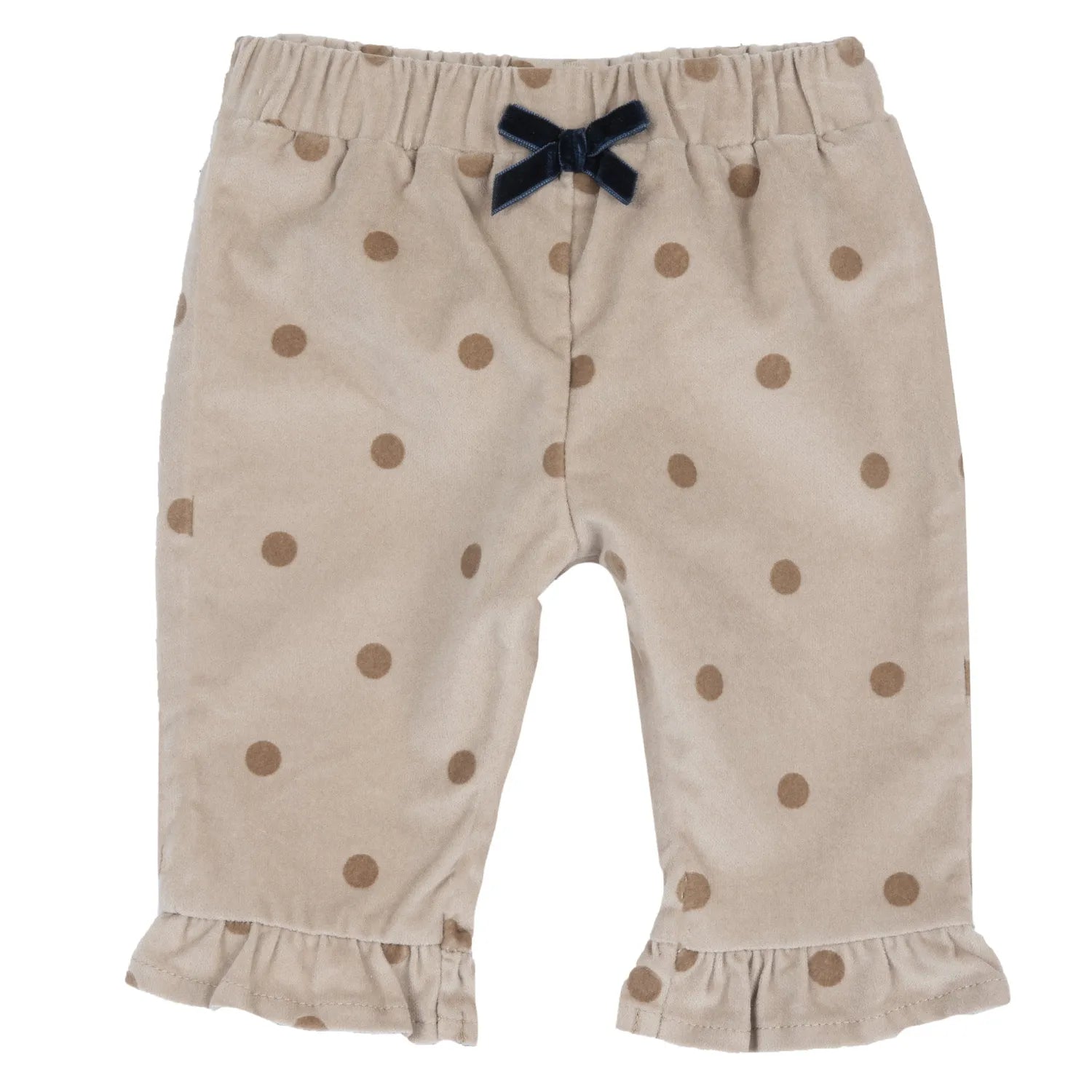 Girls Beige Polka Dot Printed Trouser