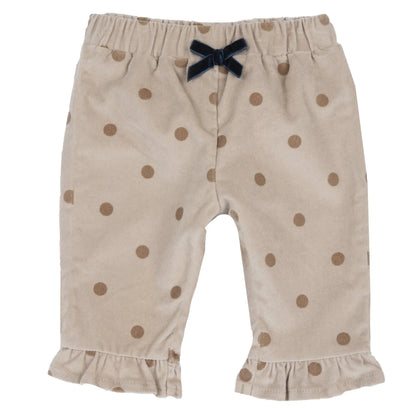 Girls Beige Polka Dot Printed Trouser