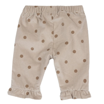 Girls Beige Polka Dot Printed Trouser