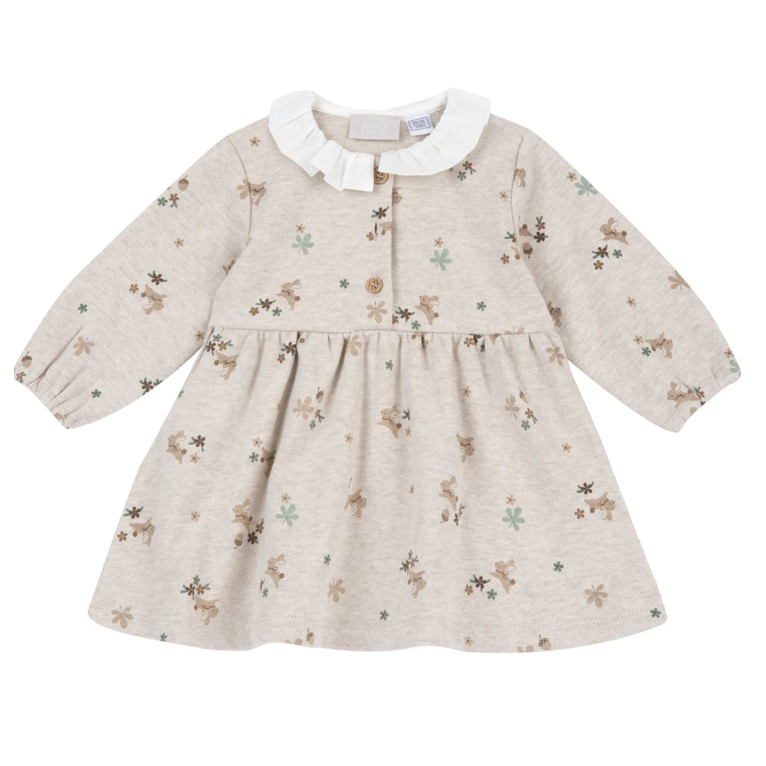 Girls Beige Printed A-Line Dress