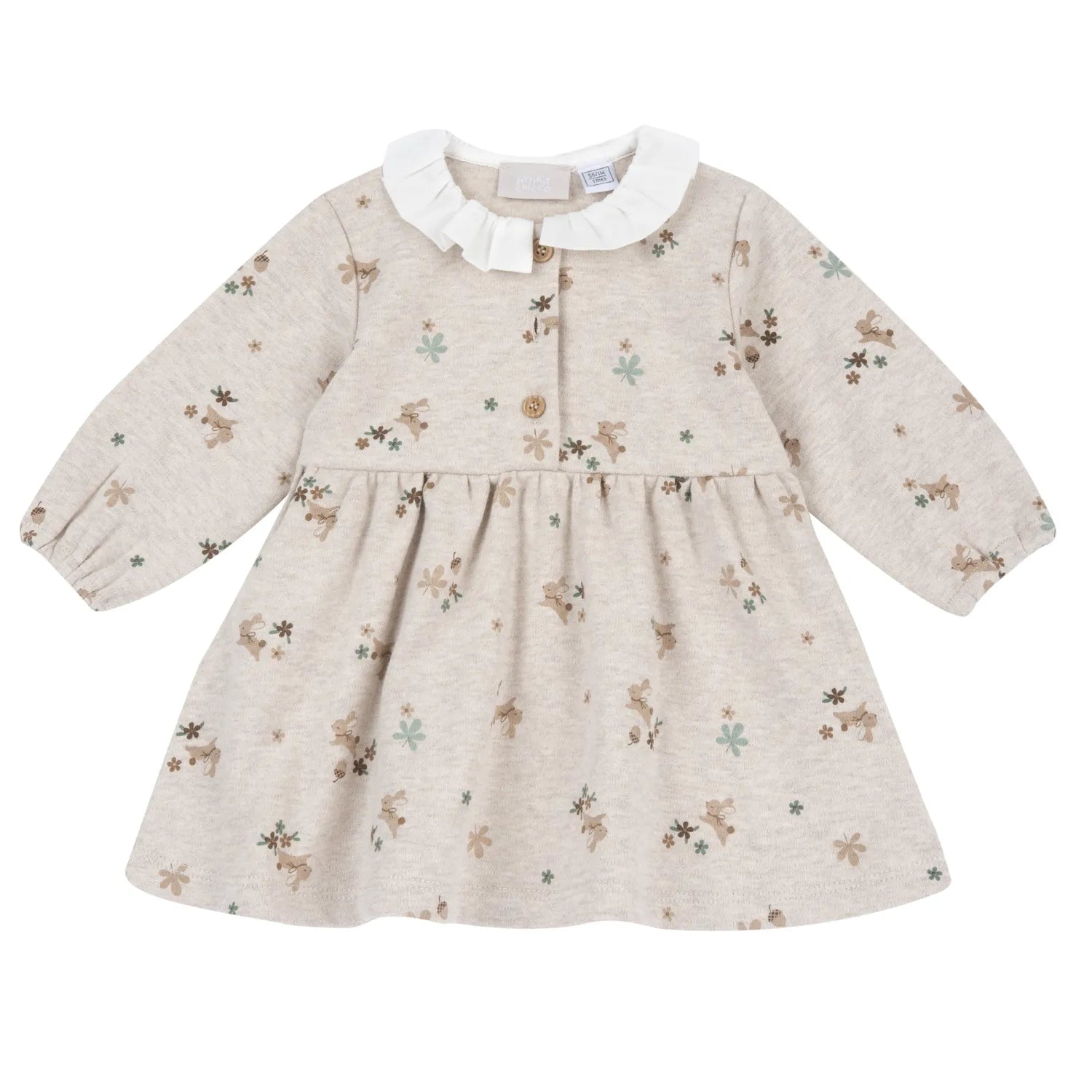 Girls Beige Printed A-Line Dress