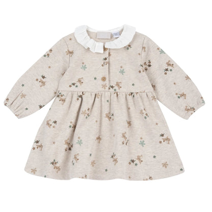 Girls Beige Printed A-Line Dress