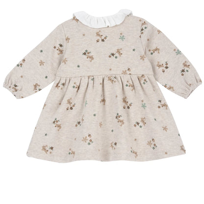 Girls Beige Printed A-Line Dress